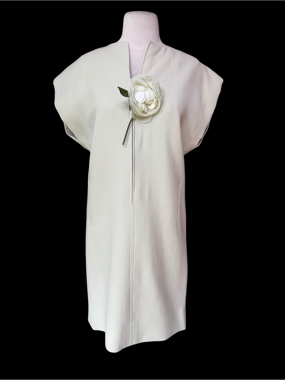 1960s Independent Atelier Pistachio Lined Wool Garbardine Structured Split-Neck